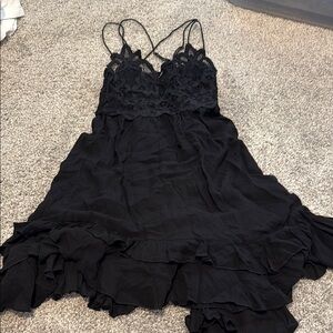 Free people Black Lace Dress with Ruffles. Worn once.